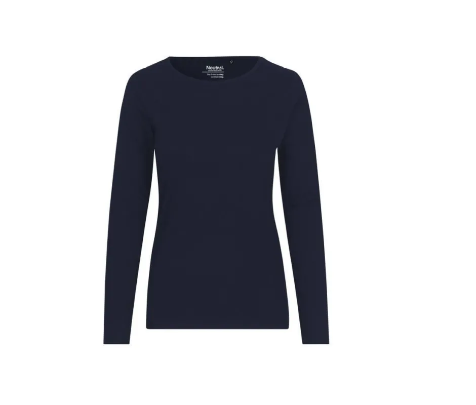 Neutral -  Lange Mouwen T-shirt Dames - Donkerblauw - 100% Duurzaam made by Pure Kleding