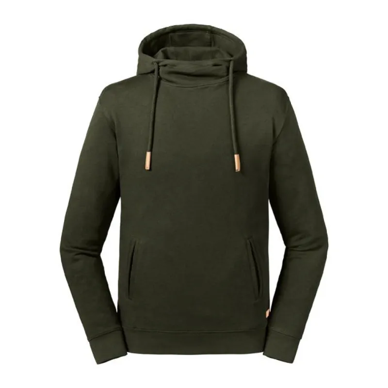 Russell - Organic  Hoge Hals Hoodie - Donkergroen - 100% Biologisch Katoen sold by Pure Kleding
