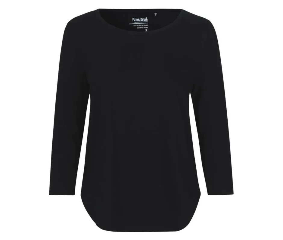 Neutral - Driekwart Mouwen T-shirt Dames - Zwart - 100% Duurzaam made by Pure Kleding