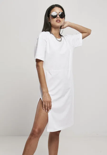Build Your Brand – Oversized Slit T-Shirt Jurk dames – White – 100% biologisch katoen sold by Pure Kleding product image thumbnail 2