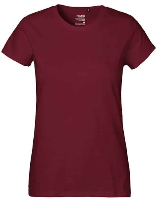 Neutral - Classic Dames T-Shirt - Bordeaux - 100% Biologisch Katoen made by Pure Kleding