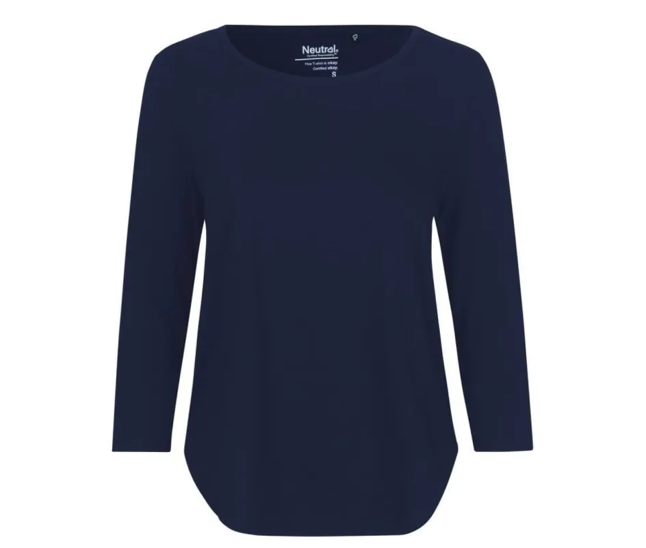 Neutral - Driekwart Mouwen T-shirt Dames - Donkerblauw - 100% Duurzaam sold by Pure Kleding