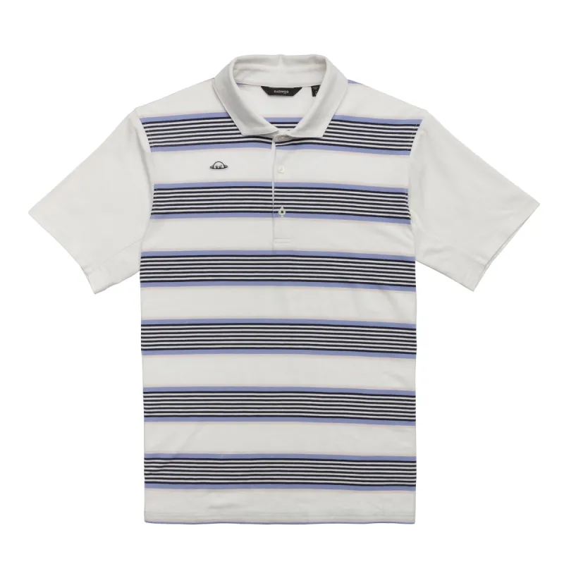 Taylor Recycled Segue Stripe Polo - Snow White sold by RADMOR