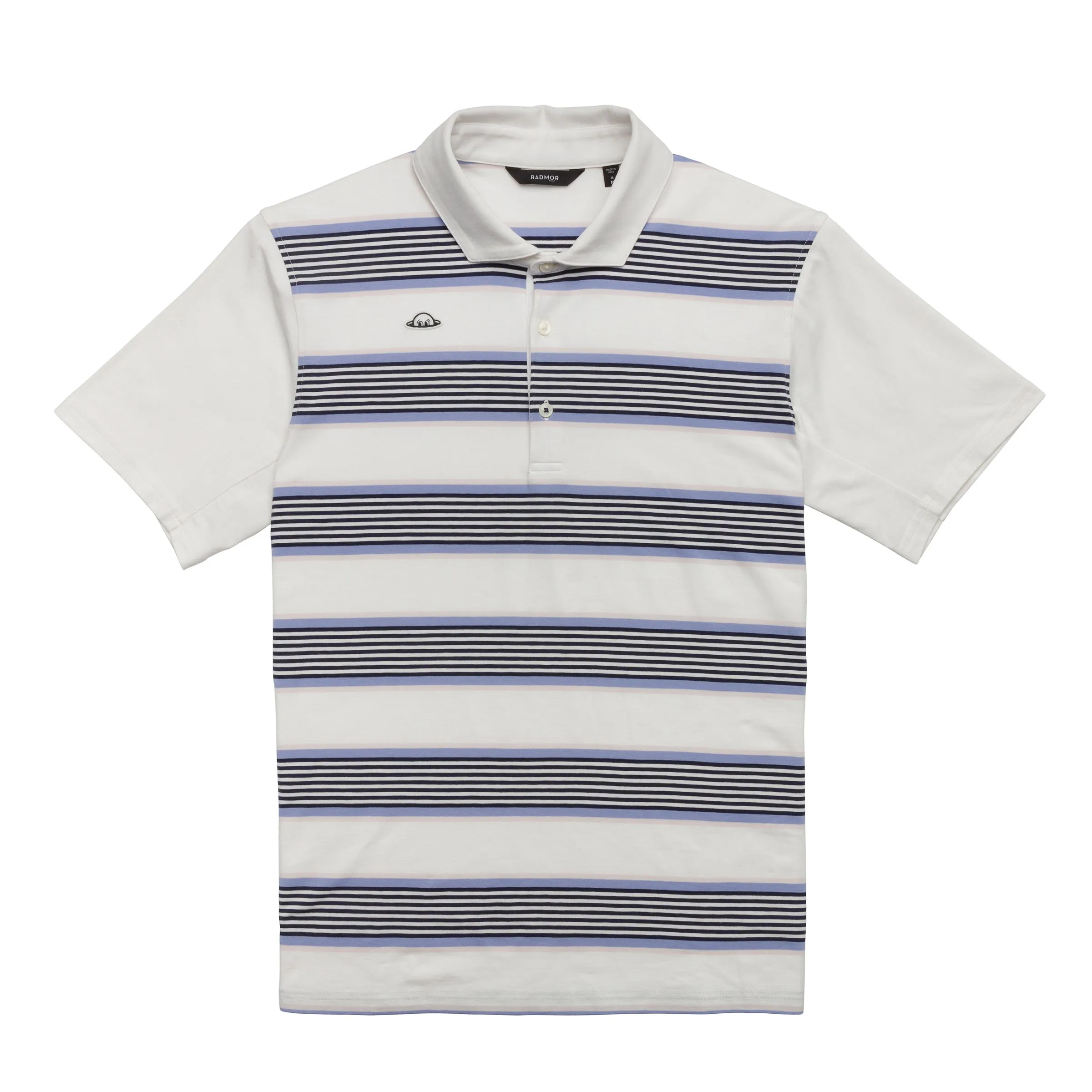 Taylor Recycled Segue Stripe Polo - Snow White sold by RADMOR