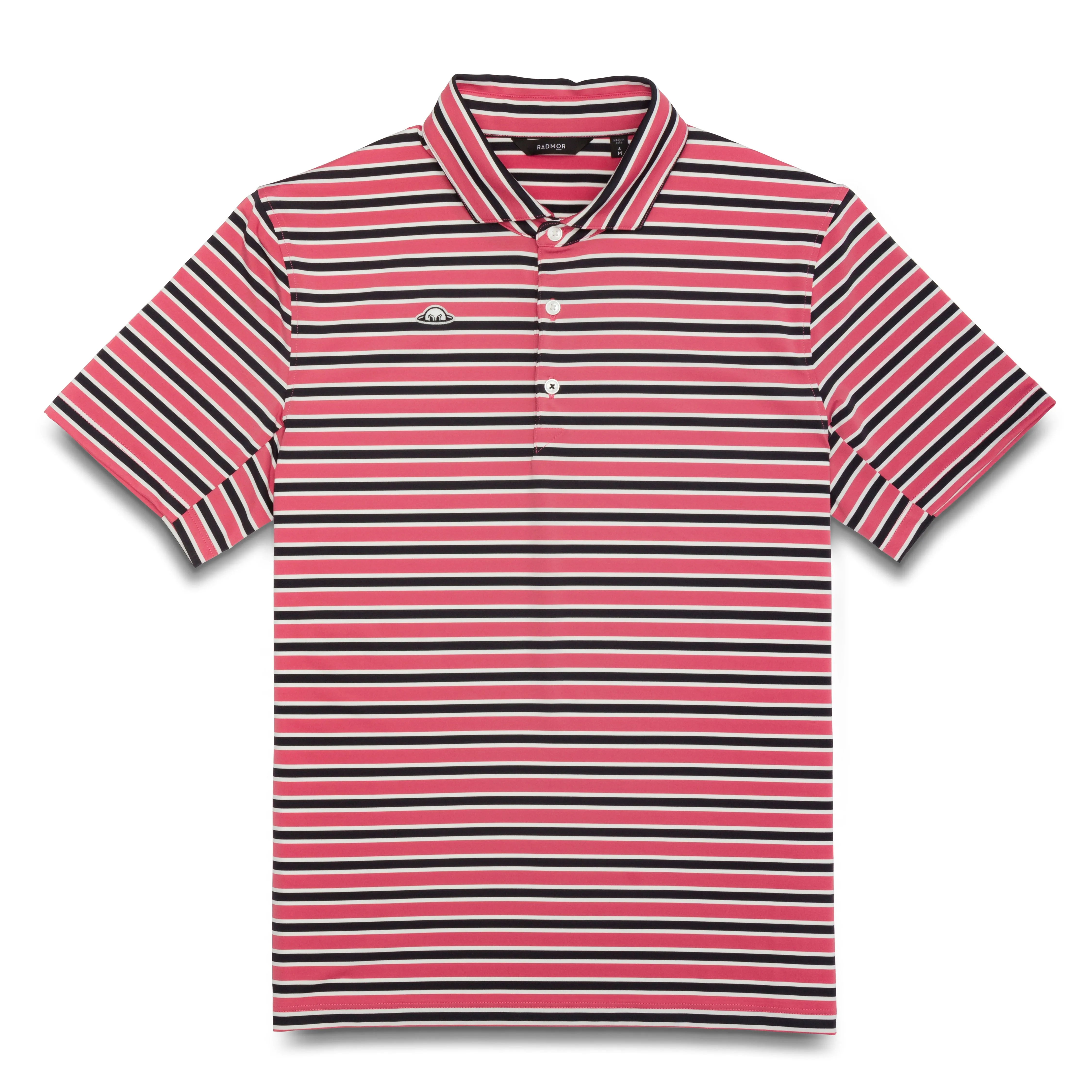 Taylor Recycled Madison Stripe Polo - Rosewood sold by RADMOR