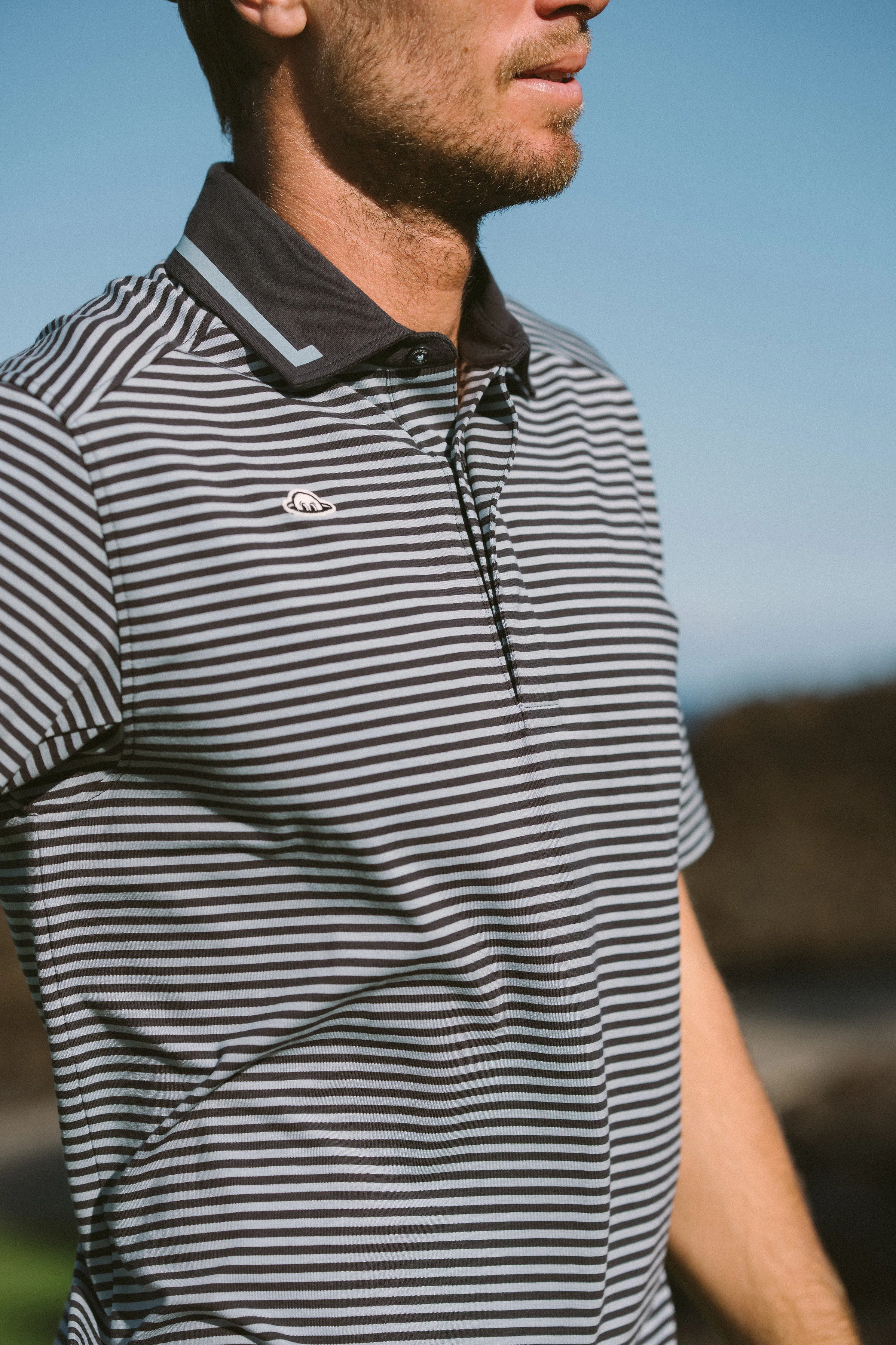 Taylor Microstripe Jersey Polo - Blue Graphite sold by RADMOR product image thumbnail 2
