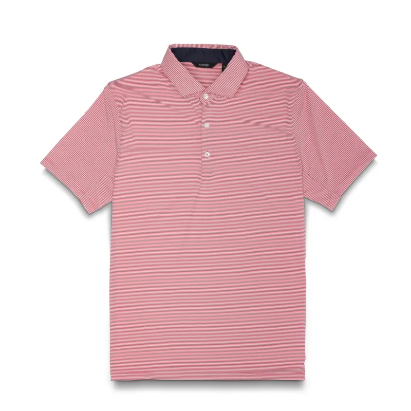 Taylor Recycled Newton Stripe Polo - Rosewood / Snow White sold by RADMOR