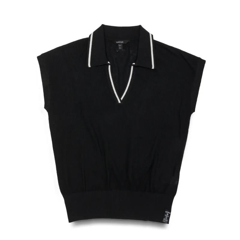 Stella Recycled Sweater Knit Polo - Black / Snow White made by RADMOR