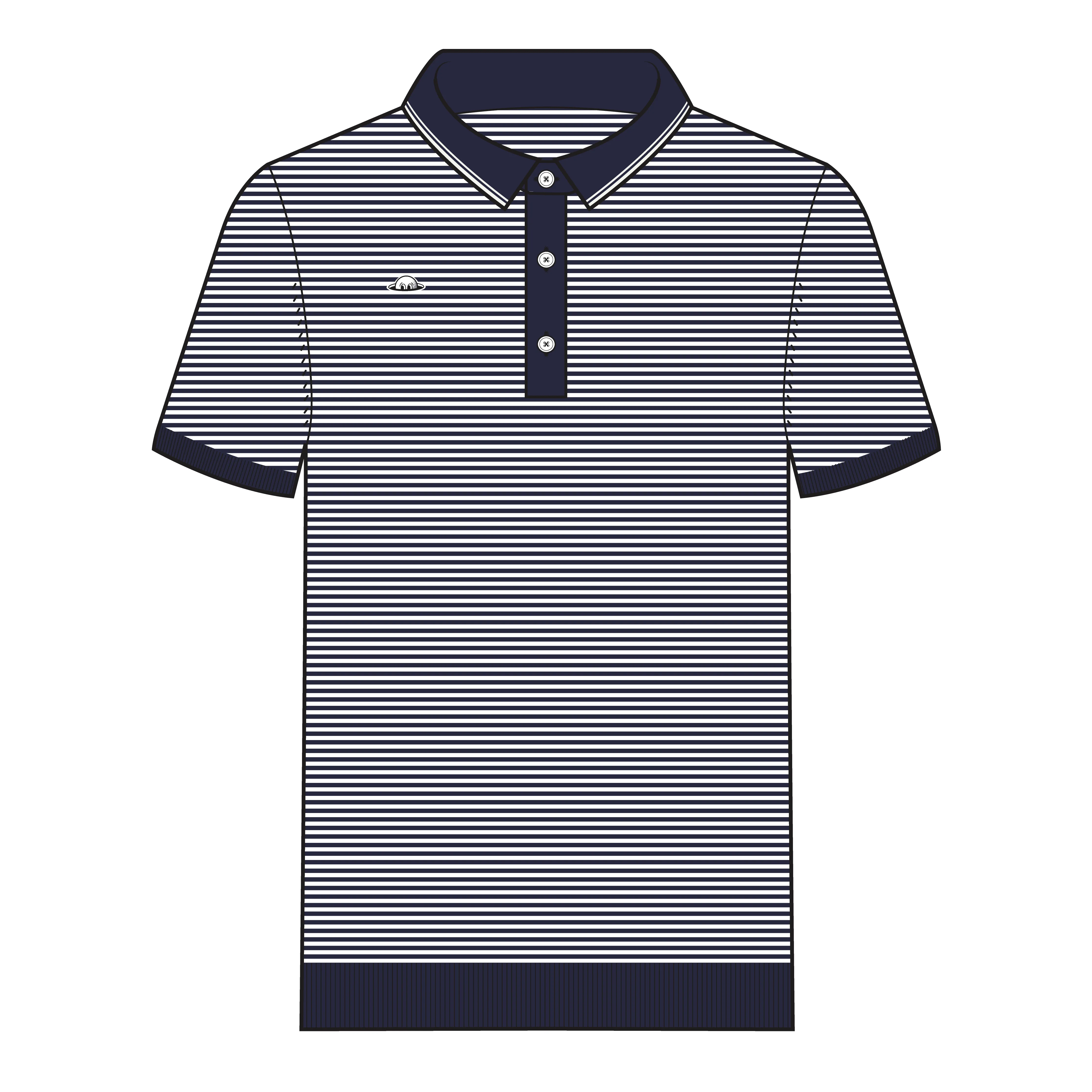 Union Recycled Rib Knit Polo - Dark Navy / Snow White sold by RADMOR