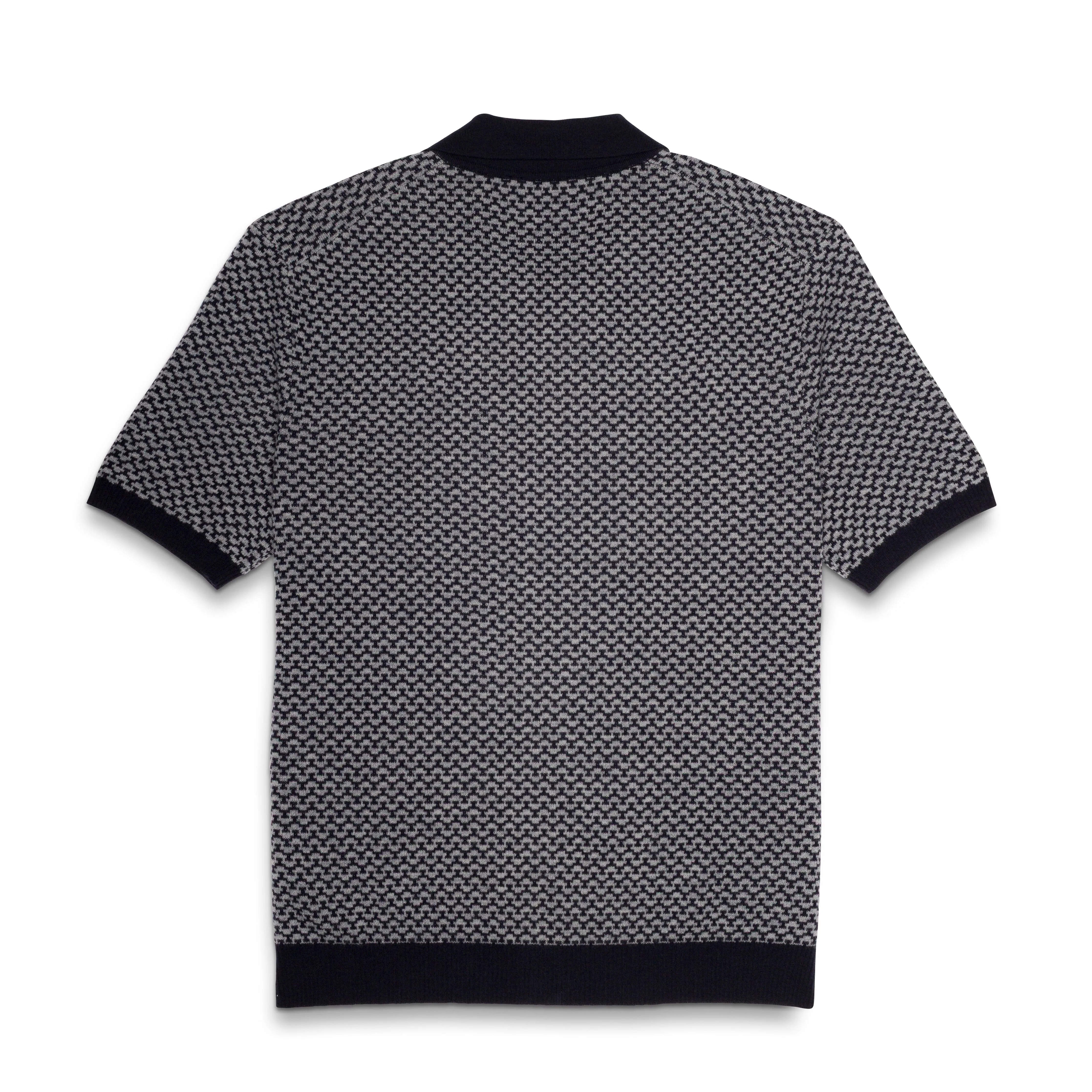 RADMerino Cashmere Blend Short Sleeve Jacquard Sweater Knit Polo - Dark Navy/Heather Grey sold by RADMOR product image thumbnail 2