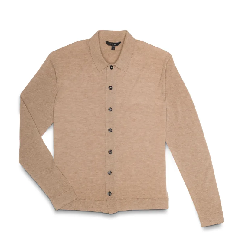 RADMerino Cashmere Blend Button Cardigan Sweater Knit Polo - Dark Chateau made by RADMOR
