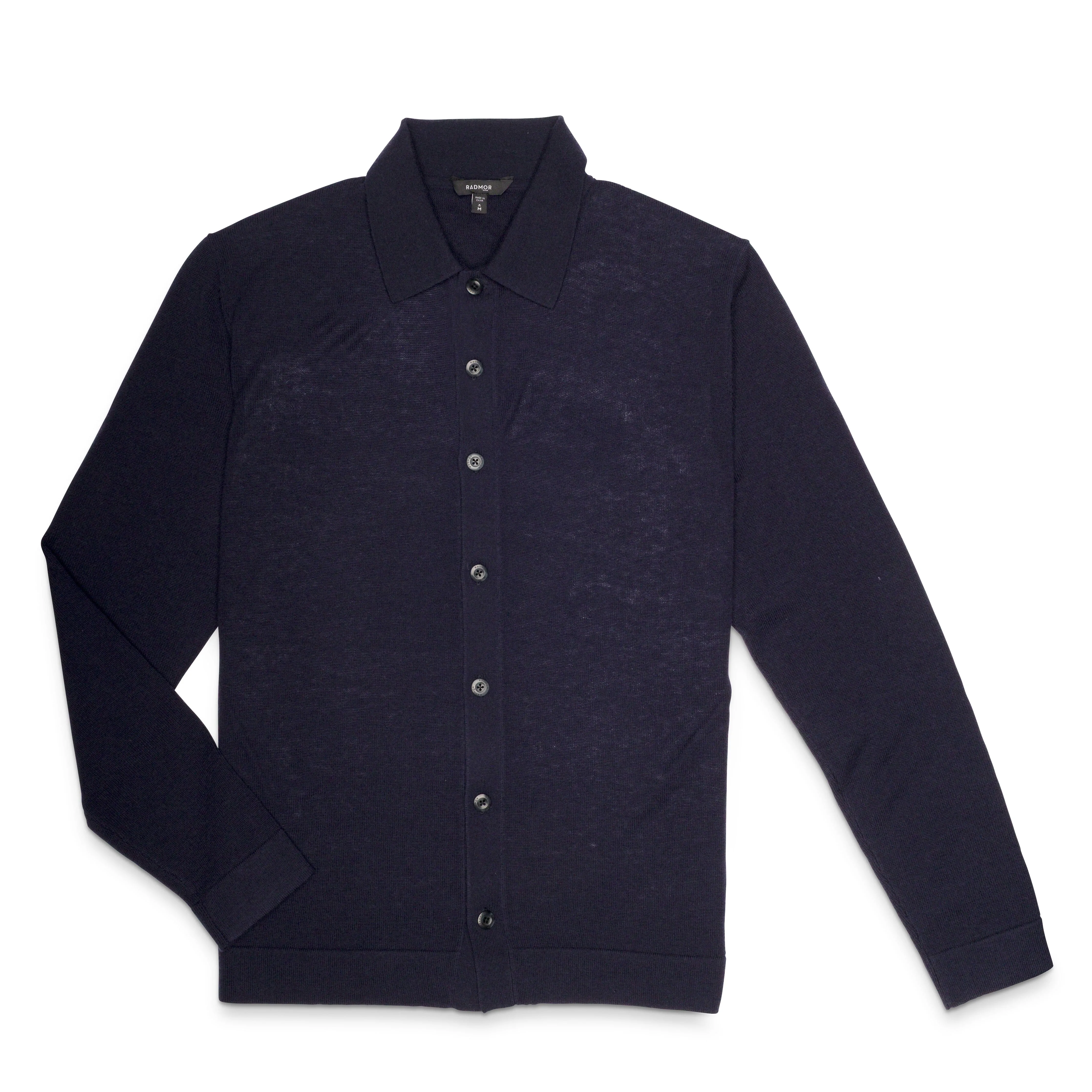 RADMerino Cashmere Blend Cardigan Sweater Knit Polo - Dark Navy sold by RADMOR