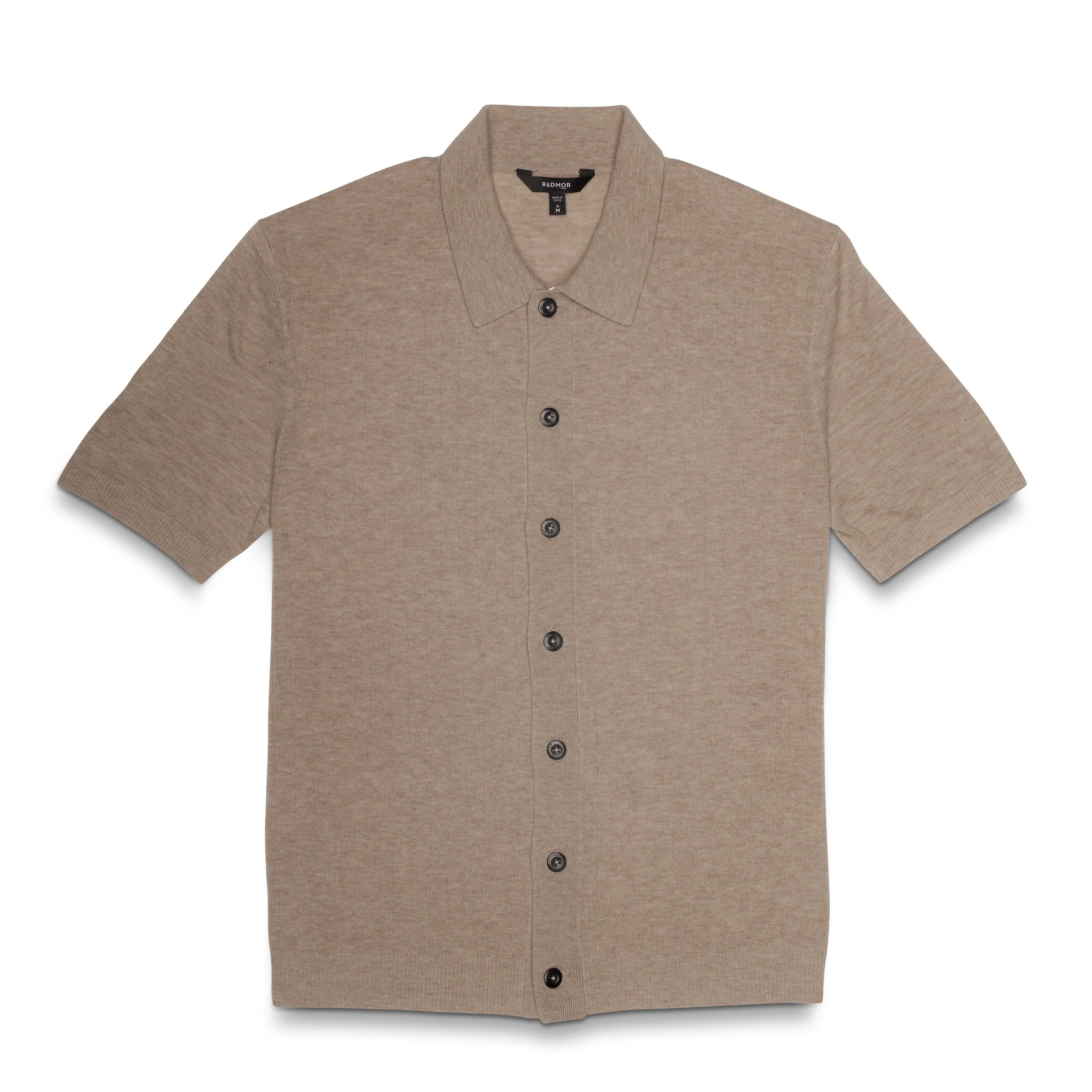 RADMerino Cashmere Blend Short Sleeve Ribbed Sweater Knit Polo - Dark Chateau sold by RADMOR