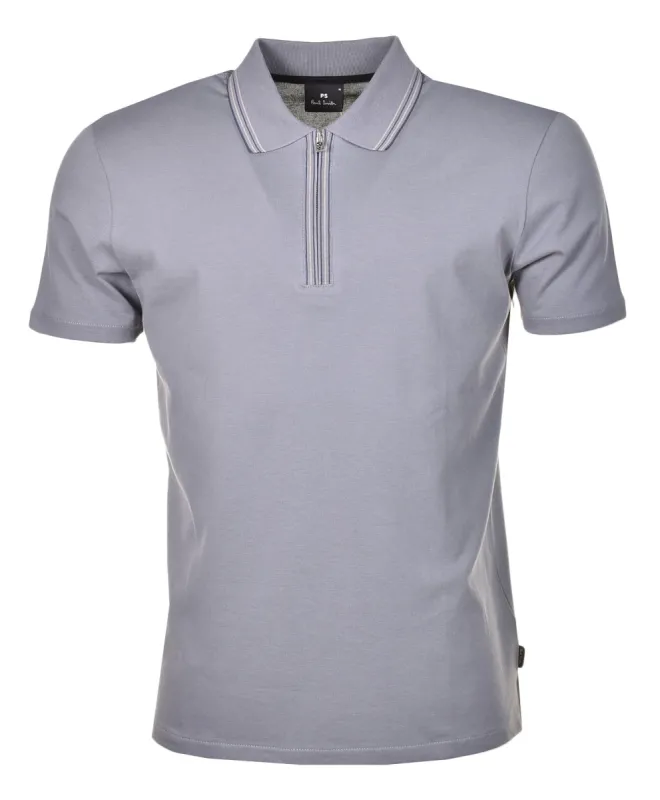 Regular Fit Short Sleeve Zip Polo Smoke Grey sold by RAGAZZI