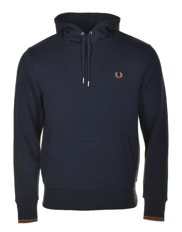Tipped Hooded Sweatshirt Navy Dark Caramel sold by RAGAZZI