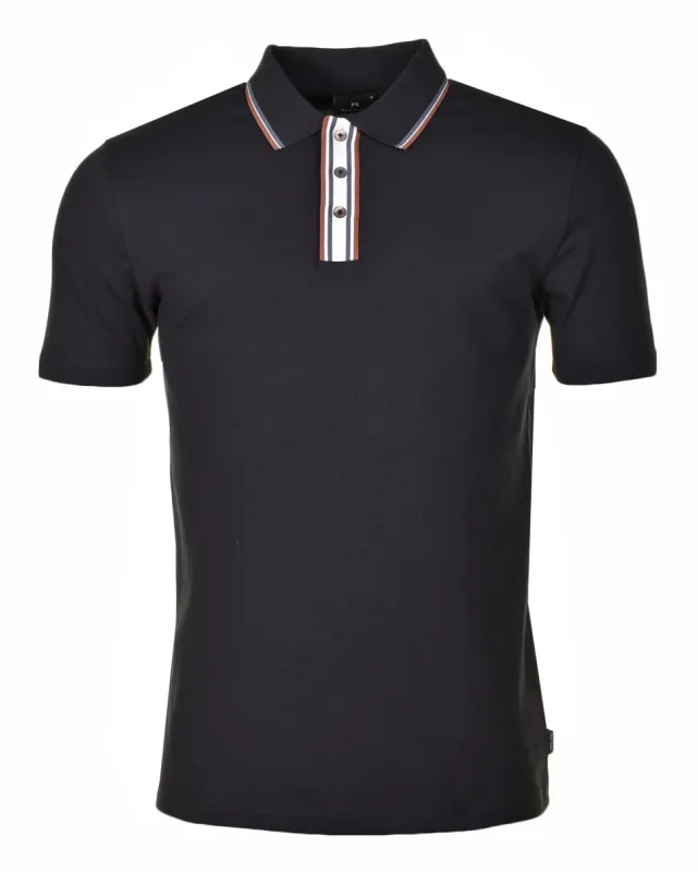 Regular Fit Short Sleeve Stripe Detail Polo Shirt Black sold by RAGAZZI