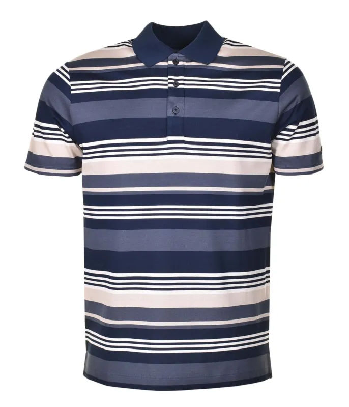 Short Sleeve Multi Stripe Polo Shirt Navy Stone sold by RAGAZZI