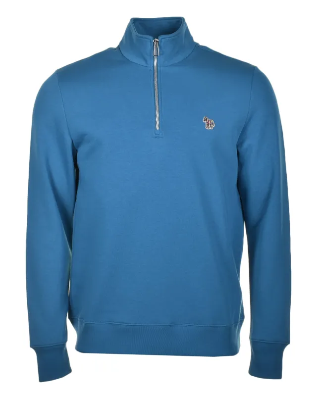 Zebra Half Zip Sweatshirt Petrol made by Paul Smith