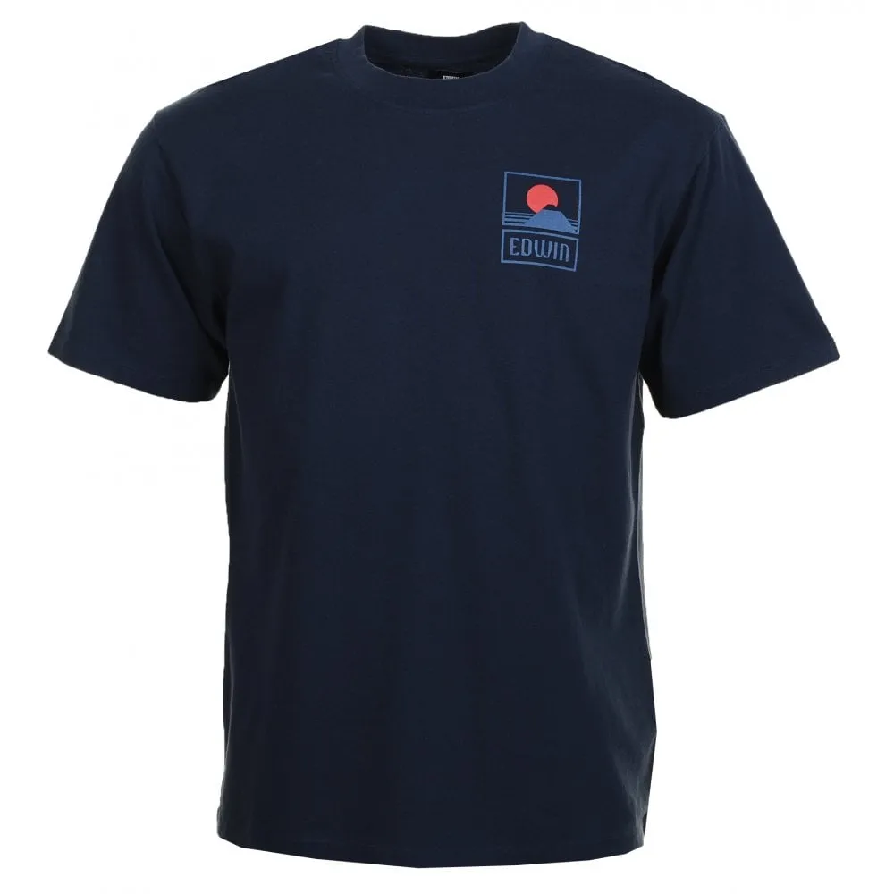 Sunset On Mt Fuji T Shirt Navy sold by RAGAZZI