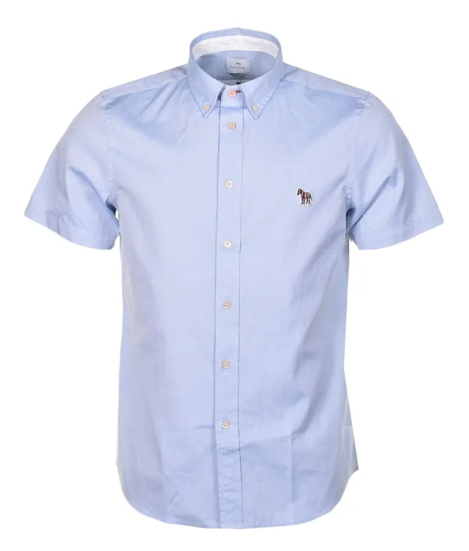 Short Sleeve Tailored Fit Zebra Shirt Blue sold by RAGAZZI