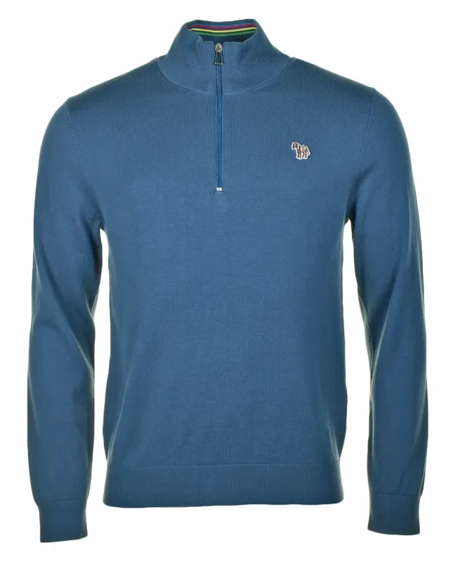 Knitted Zebra Quarter Zip Indigo made by Paul Smith