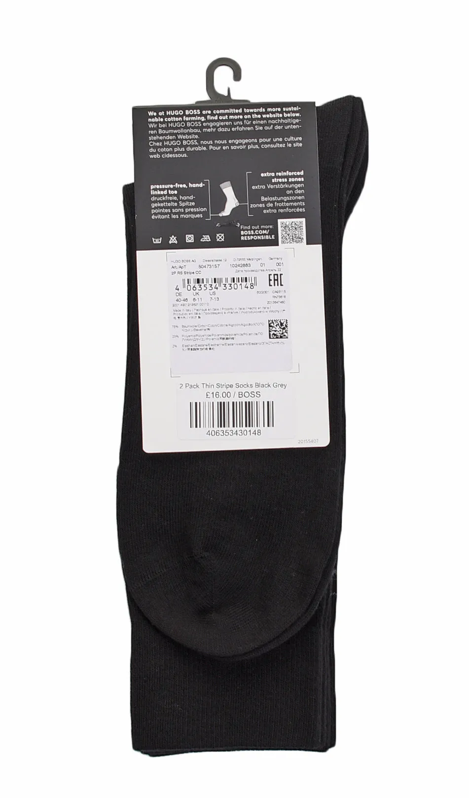 2 Pack Thin Stripe Socks Black Grey sold by RAGAZZI product image thumbnail 2