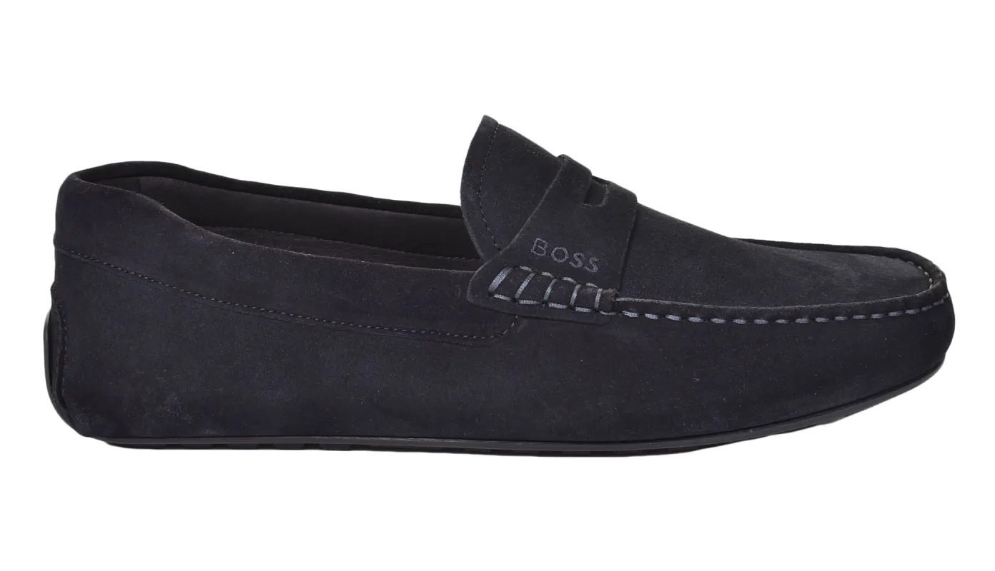 Noel Moccasin Suede Driver Shoe Dark Blue sold by RAGAZZI