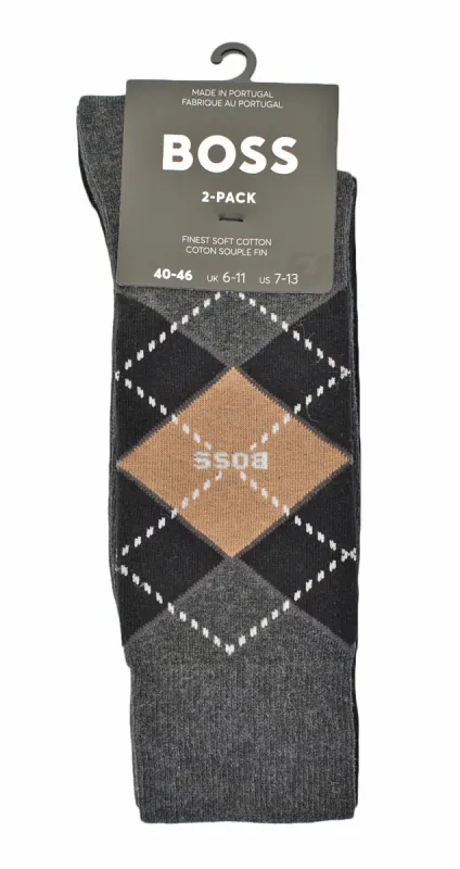 2 Pack Argyle Socks Charcoal sold by RAGAZZI
