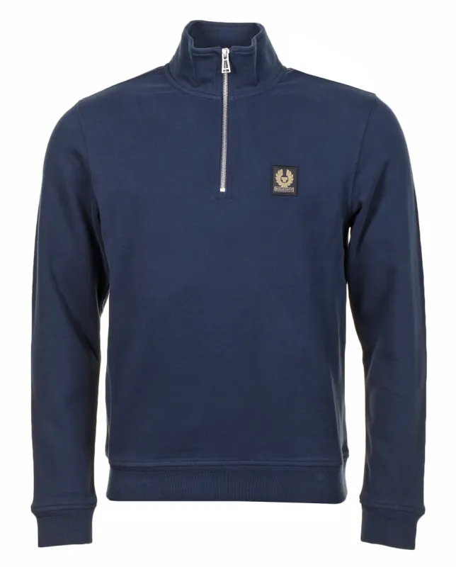 Quarter Zip Sweatshirt Dark Ink made by Belstaff