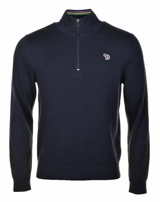 Knitted Zebra Quarter Zip Very Dark Navy sold by RAGAZZI