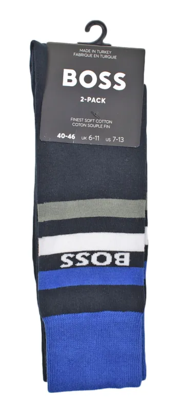 2 Pack RS Stripe Socks Dark Blue sold by RAGAZZI