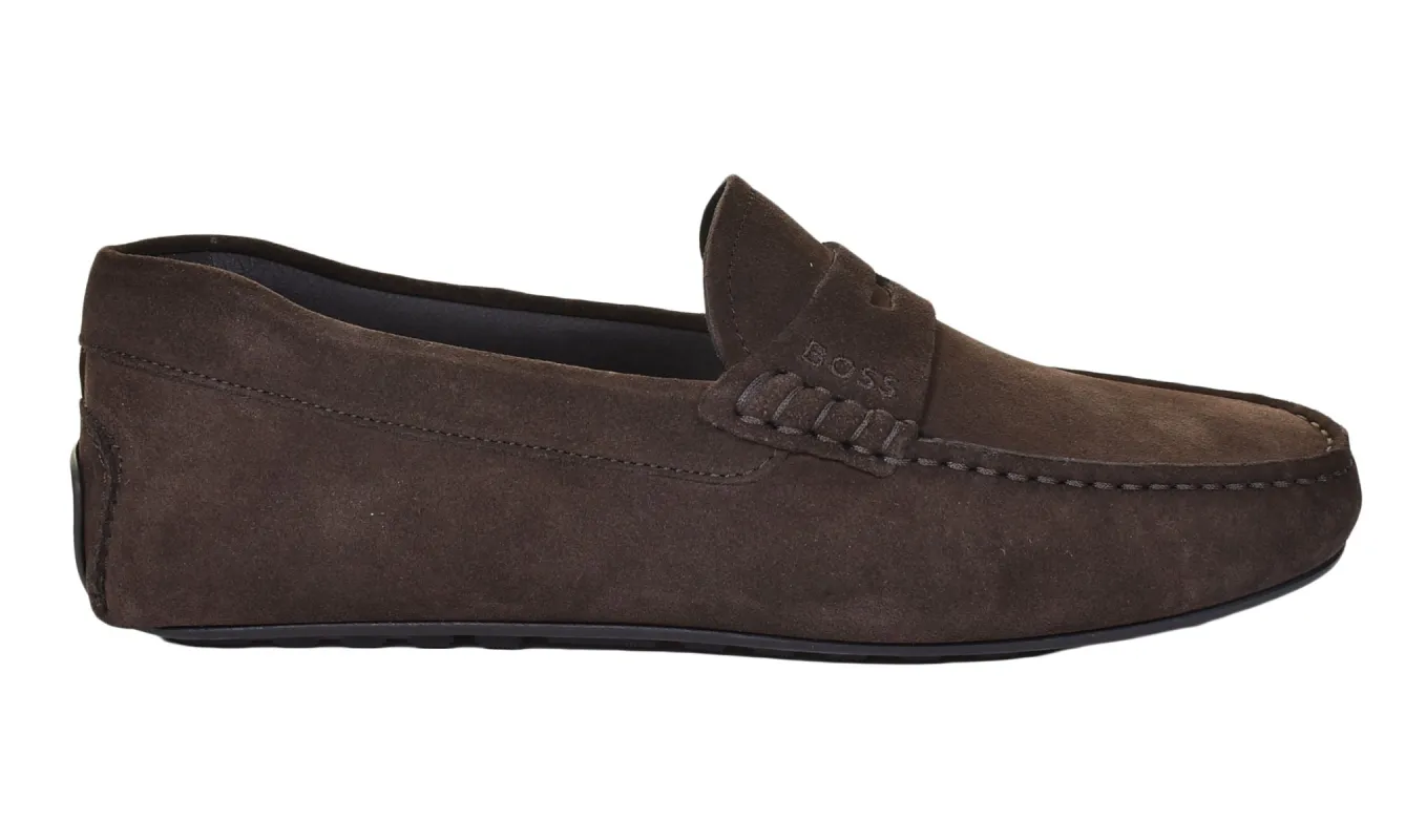 Noel Moccasin Suede Driver Shoe Dark Brown sold by RAGAZZI