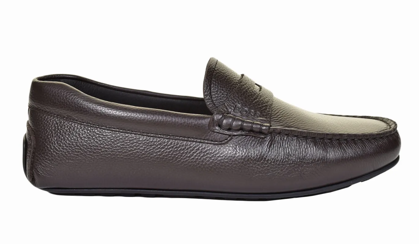 Noel Moccasin Leather Driver Shoe Dark Brown sold by RAGAZZI