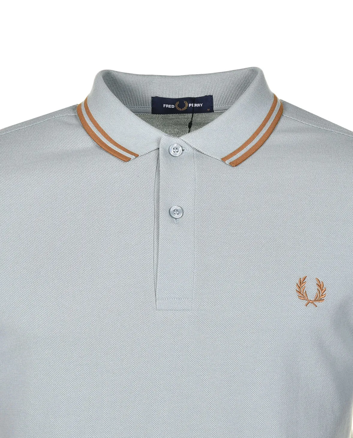 Short Sleeve Twin Tipped Polo Shirt Silver blue/ Dark Caramel sold by RAGAZZI product image thumbnail 3