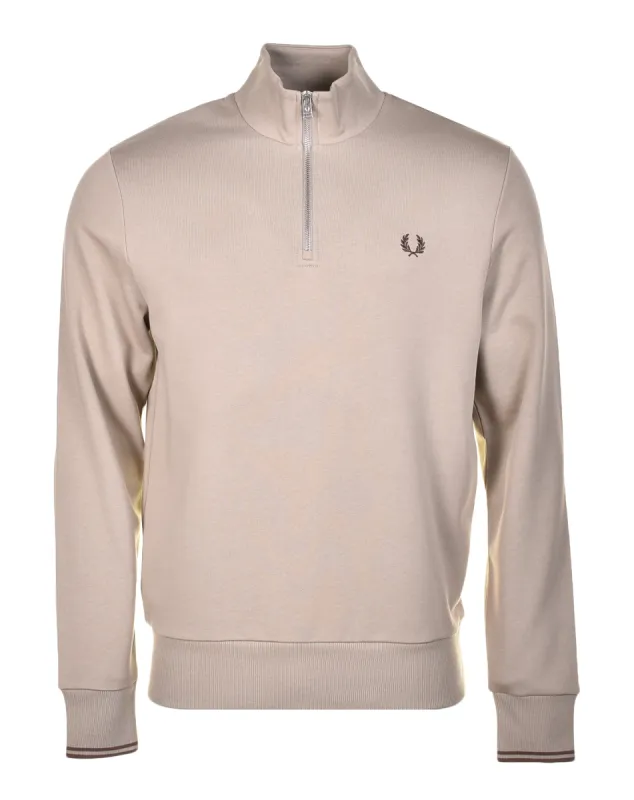 Half Zip Sweatshirt Warm Grey Brick made by Fred Perry