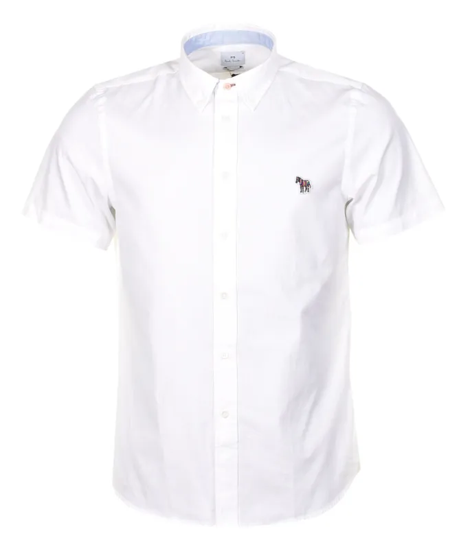 Short Sleeve Tailored Fit Zebra Shirt White sold by RAGAZZI