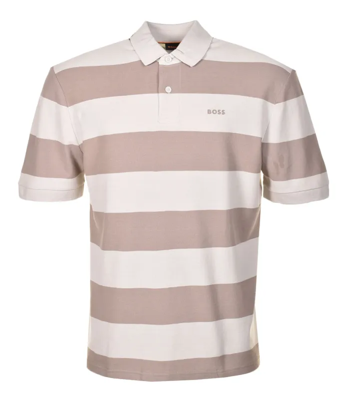 Pale Stripe Short Sleeve Polo Shirt Light Beige sold by RAGAZZI