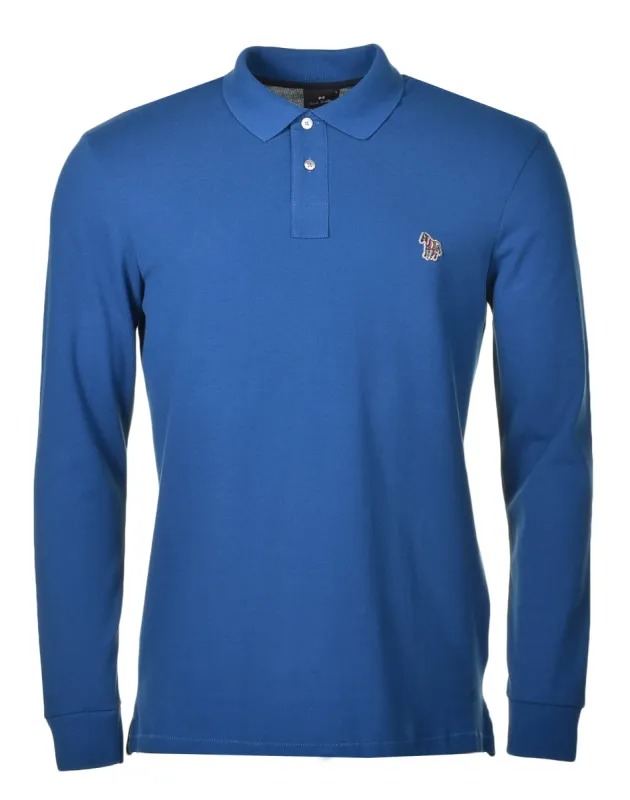 Regular Fit Long Sleeve Zebra Polo Shirt Cobalt Blue sold by RAGAZZI