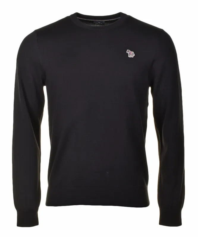 Knitted Zebra Crew Jumper Black sold by RAGAZZI