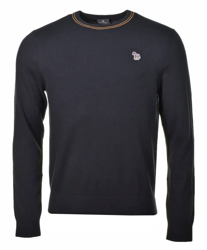 Knitted Zebra Crew Jumper Black sold by RAGAZZI