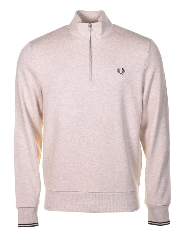 Half Zip Sweatshirt Porridge Marl/Anchor Grey made by Fred Perry
