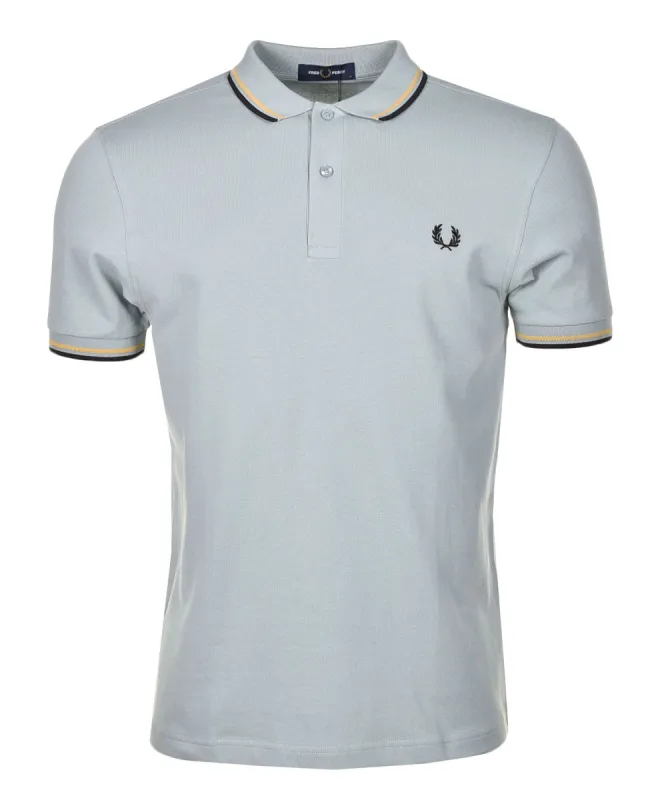 Short Sleeve Twin Tipped Polo Shirt Silver Blue Black sold by RAGAZZI