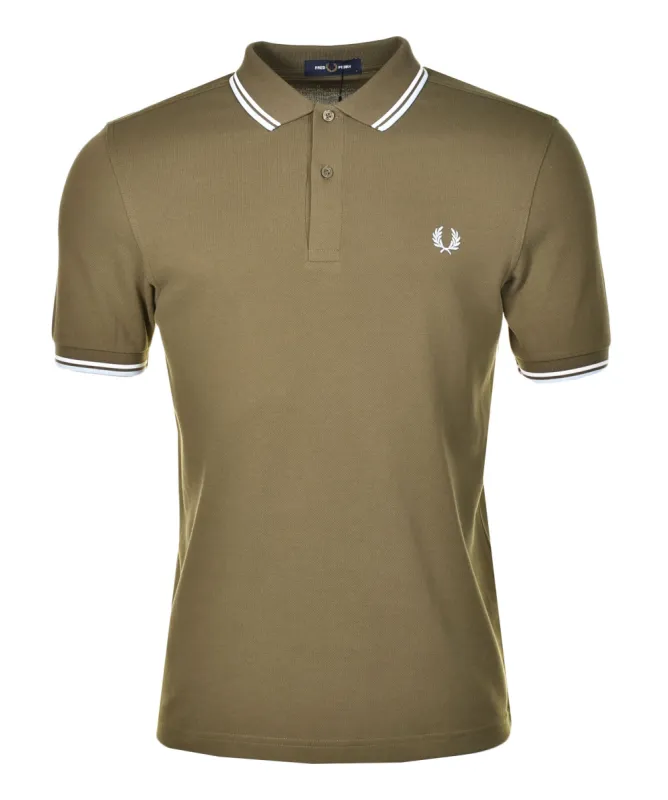 Short Sleeve Twin Tipped Polo Shirt Green Snow White Light Ice sold by RAGAZZI