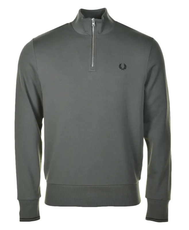Half Zip Sweatshirt Field Green made by Fred Perry