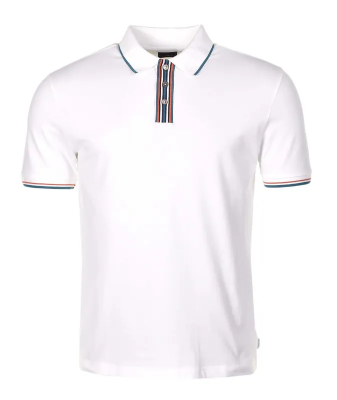 Regular Fit SS Stripe Placket Polo Shirt Off White sold by RAGAZZI