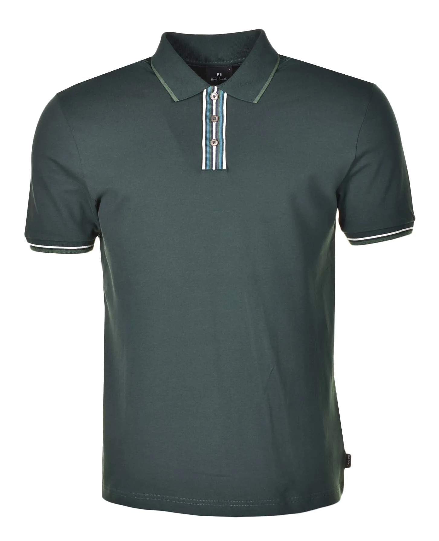 Regular Fit SS Stripe Placket Polo Shirt Bottle Green sold by RAGAZZI