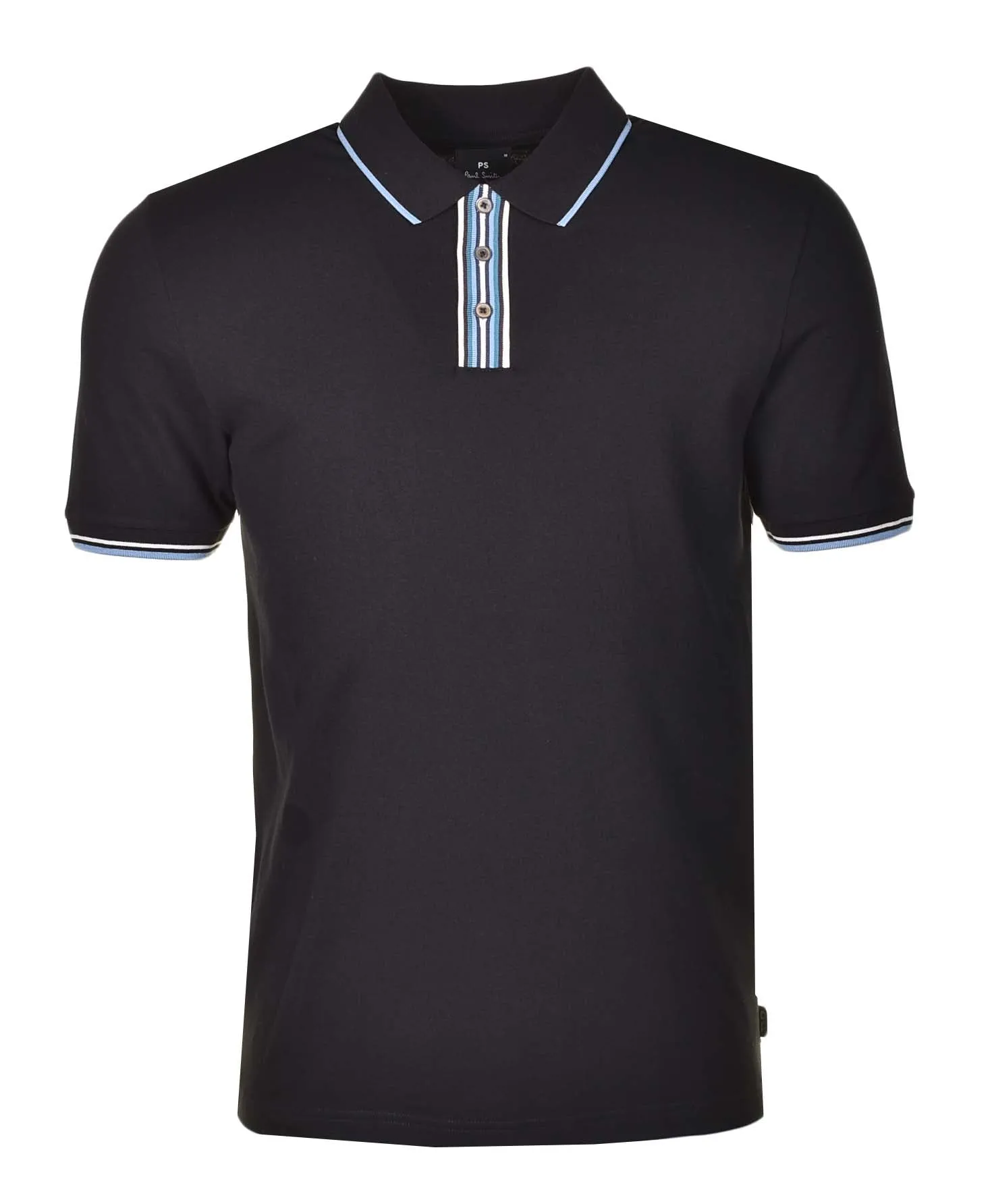 Regular Fit SS Stripe Placket Polo Shirt Black sold by RAGAZZI