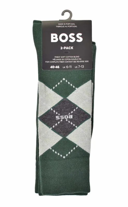 2 Pack Argyle Socks 385 Open Green sold by RAGAZZI