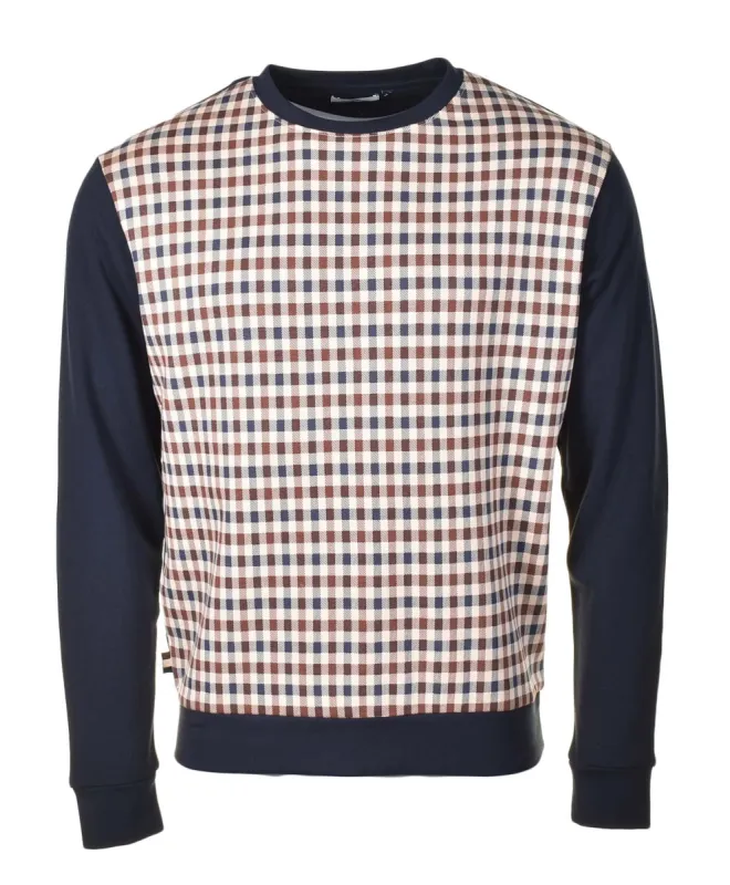 Active Club Check Crew Neck Sweatshirt Navy sold by RAGAZZI