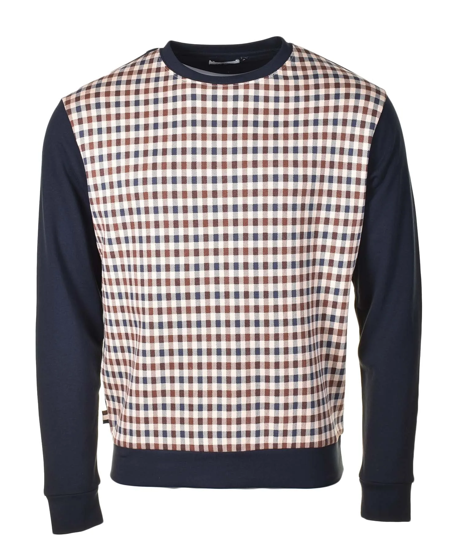 Active Club Check Crew Neck Sweatshirt Navy sold by RAGAZZI